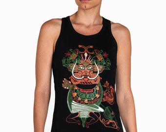 Tribal Dance Top-Theyyam Indian Art Top- Tribal art- Indian art-Psychedelic Top- African art-Graphic tank-Racerback- Trance Clothing