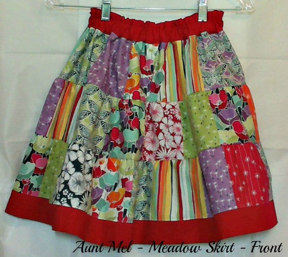 Items similar to Twirly Patchwork Girl Skirt - Meadow on Etsy