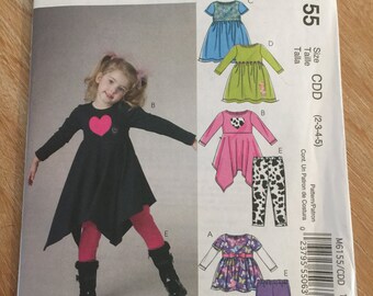 M6155 McCall's Girl's Tops, Dresses and Leggings Pattern P220