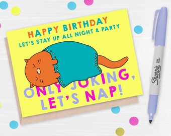 Cat Birthday Card // Funny Cat Birthday Card // Happy Birthday - Let's Nap Birthday Card // Cat Card // Funny Cat Card // Crazy Cat Lady
