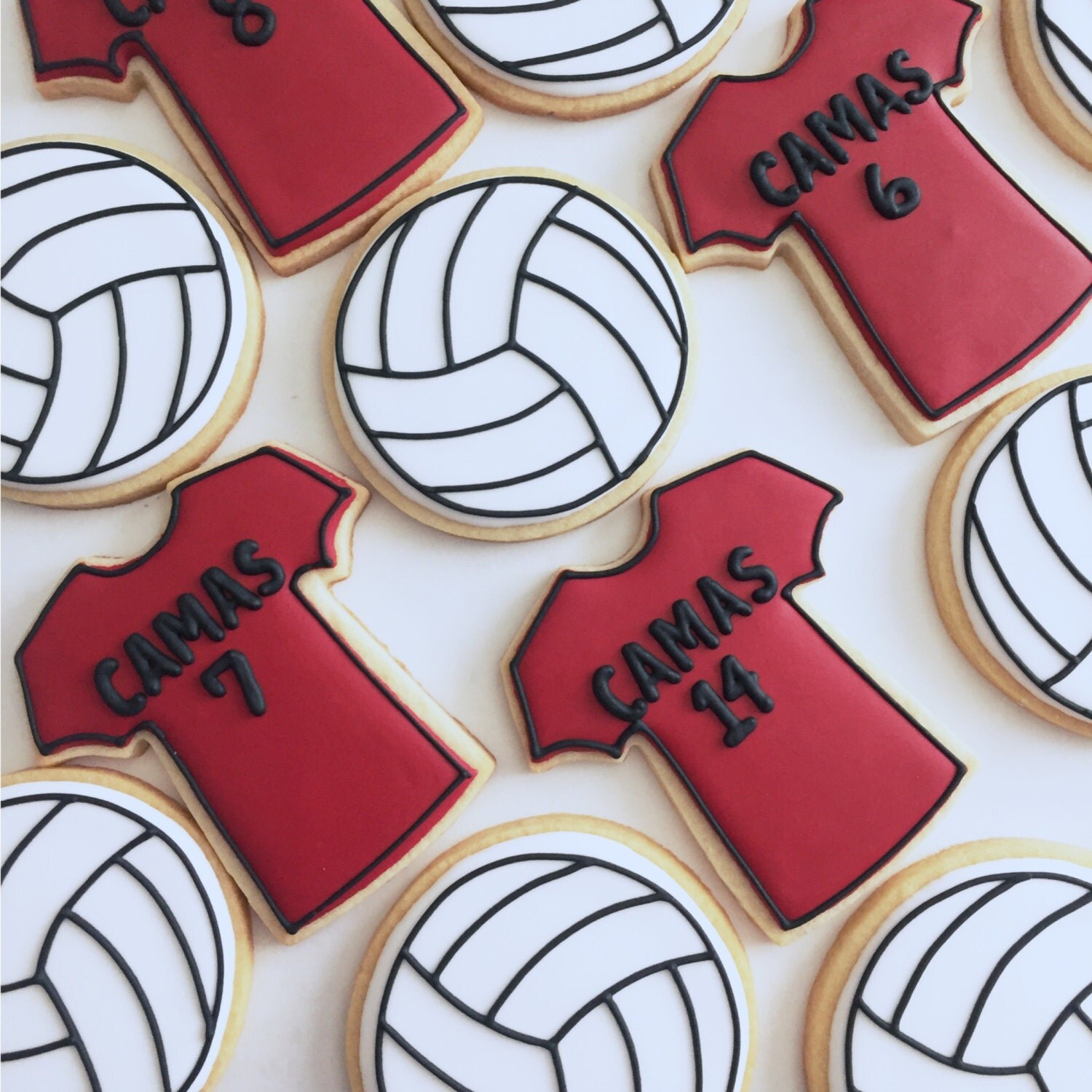 One Dozen Volleyball and Jersey Sugar Cookies Sports Sugar