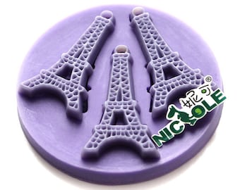 3-Cavity Eiffel Polymer Clay Mold Fondant Molds Chocolate Mold Flexible Silicone Handmade Fimo Resin Baking Tools F0647