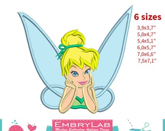 Applique Tinker Bell. Peter Pan. Machine Embroidery Applique Design. Instant Digital Download (16268)
