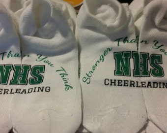 Team Quote - Lucky Socks - Summit socks - NCA socks - Nationals socks - Cheer Socks - Custom: any graphic or text in any color