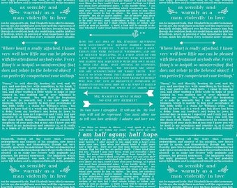 Ardently Austen Text Teal by Riley Blake Designs - Jane Austen Literature - Quilting Cotton Fabric - by the yard fat quarter half
