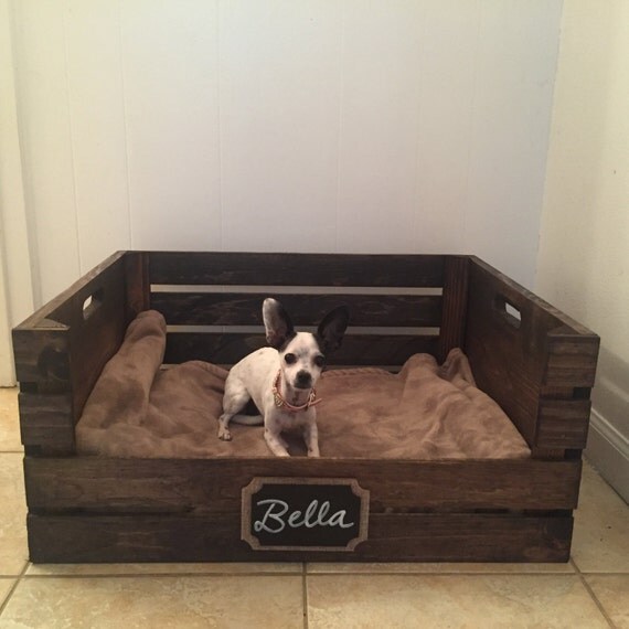 Wooden Dog Bed Wine Crate Dog Bed for Medium Sized Dogs