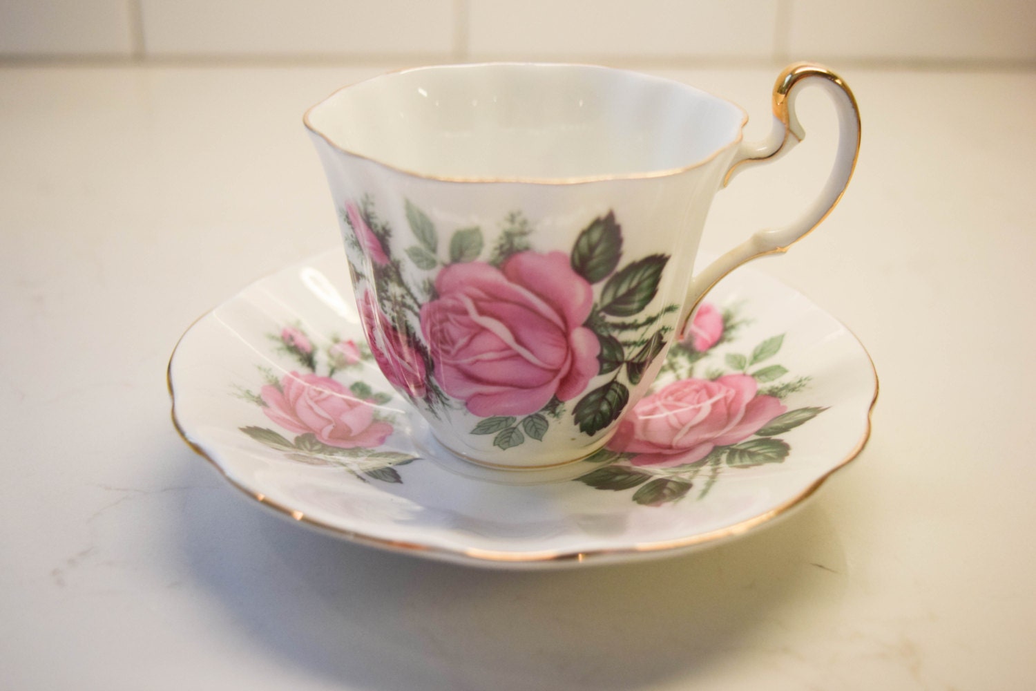 Vintage Tea Set Royal Adderley Fine Bone China Roses Tea Cup