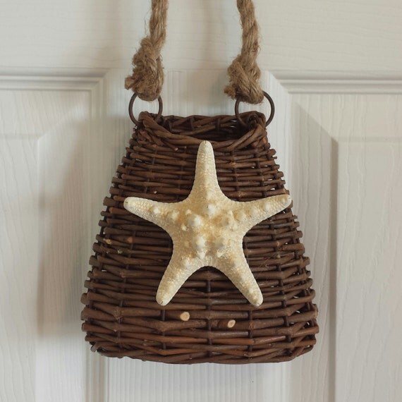 Nautical hanging basket starfish basket by Frontdoorsinbloom