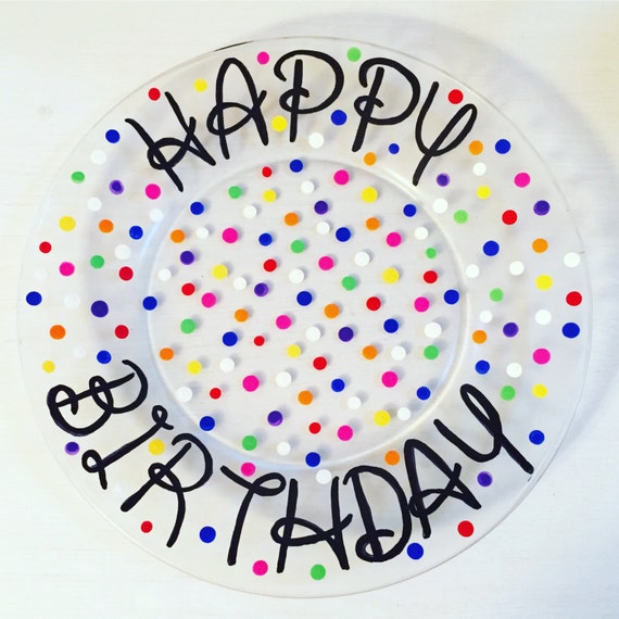 Personalized Happy Birthday Plate Hand Painted Plate 10 inch
