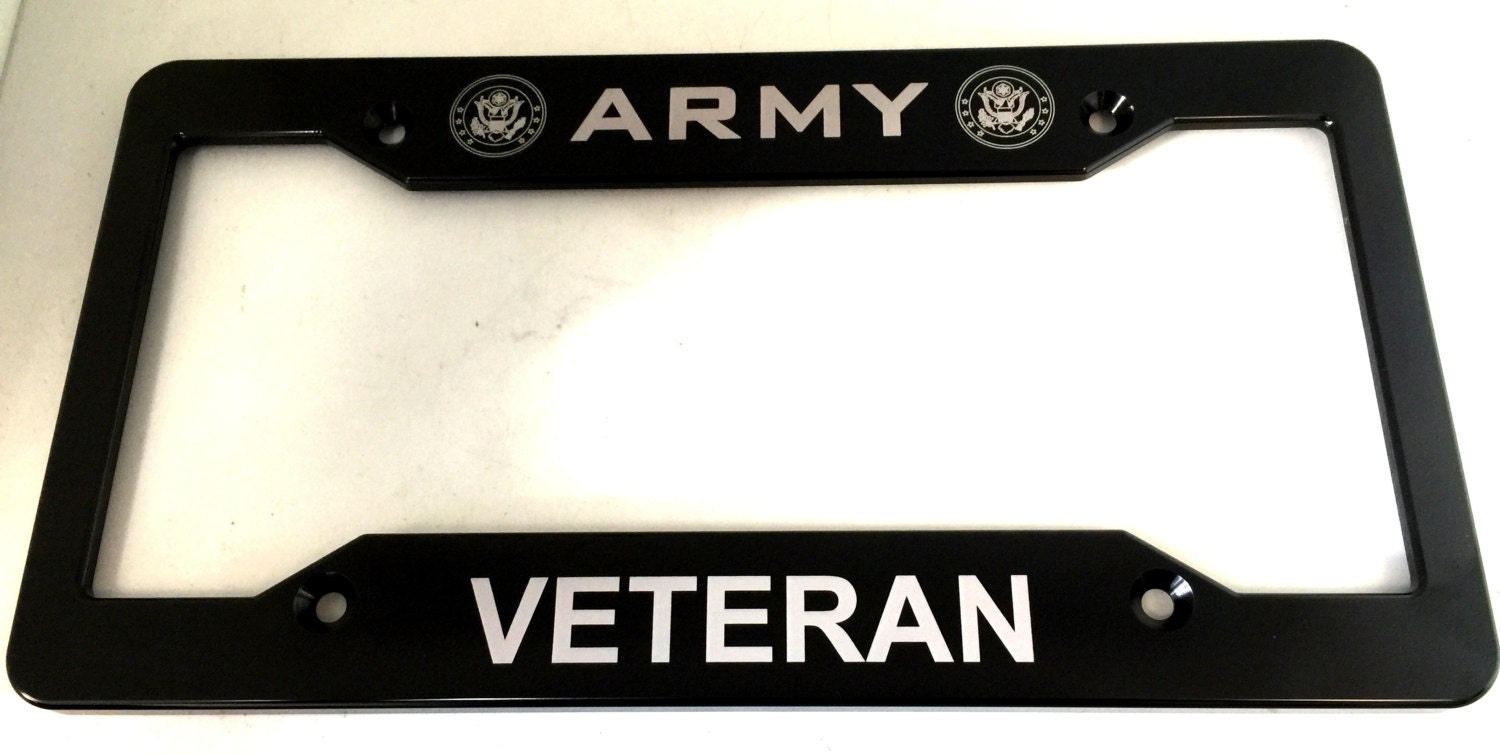 Army Veteran Billet Aluminum License Plate Frame Black
