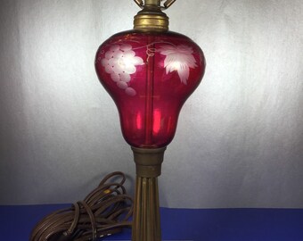 Bohemian Red Glass Lamp