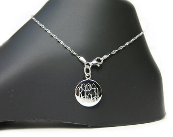 Monogrammed 925 Sterling Silver Delicate Coffee Chain Personalized Anklet