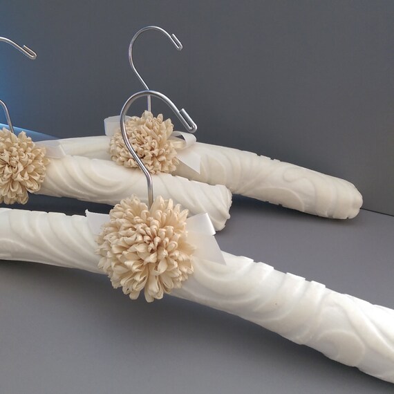 Padded Hanger Covered in Off White Silk Velvet No Slip