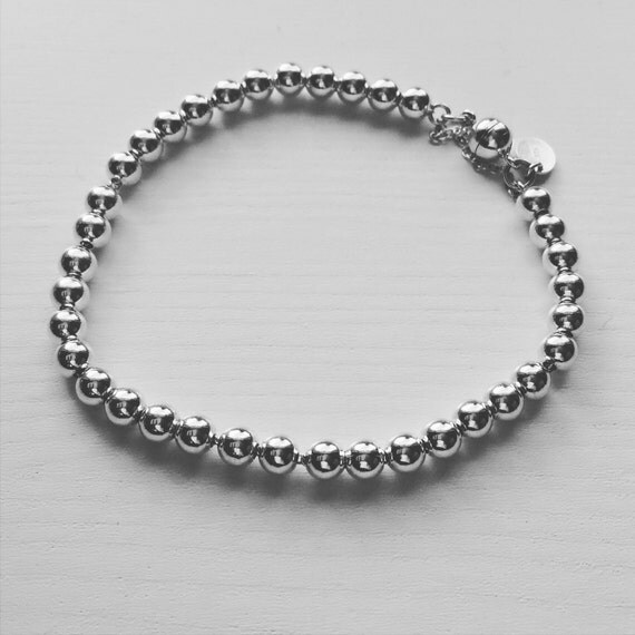 Sterling silver ball bracelet magnetic clasp safety by BrashBijoux