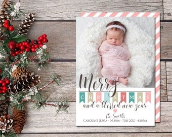 BABY ANNOUNCEMENT CHRISTMAS Card | New Baby Christmas Card | Christmas Photo Card