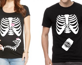 MATERNITY SKELETON SHIRT, halloween maternity shirt, baby skeleton shirt, baby mermaid shirt, matching halloween shirts, halloween pregnancy