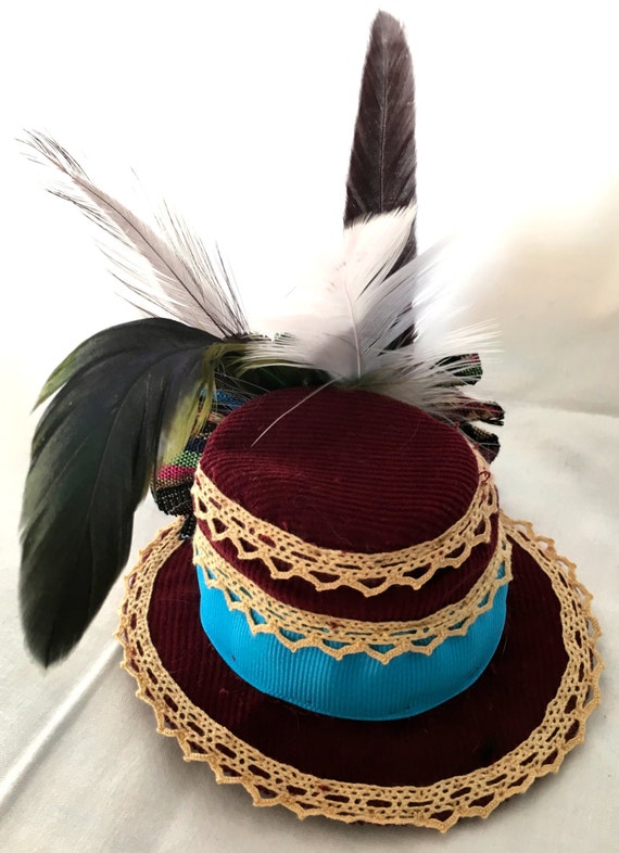 Unique Tiny Hat with Printed Bow by NatsTinyHats on Etsy