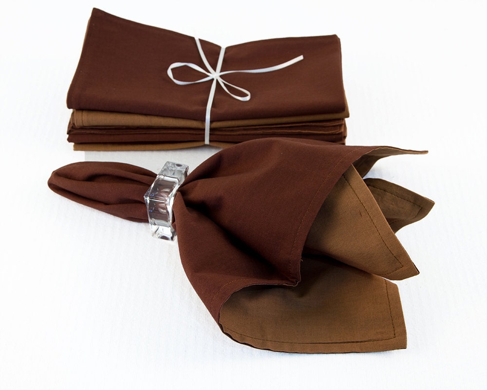 Brown Napkins Set of Four Bronze Napkins 18 x 18 Inch Eco