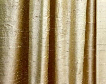 Blackout curtain, gold curtain, curtains, silk curtain panels, silk drapes, drapery, window treatments, raw silk, window curtains, lined