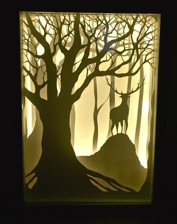 Items similar to Deer paper cut light box on Etsy