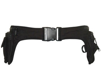 Utility Belt, Black multi-pocket belt, 10 pockets. Money belt, Adjustable size Festival belt, Festival clothing, fanny pack, money pouch.