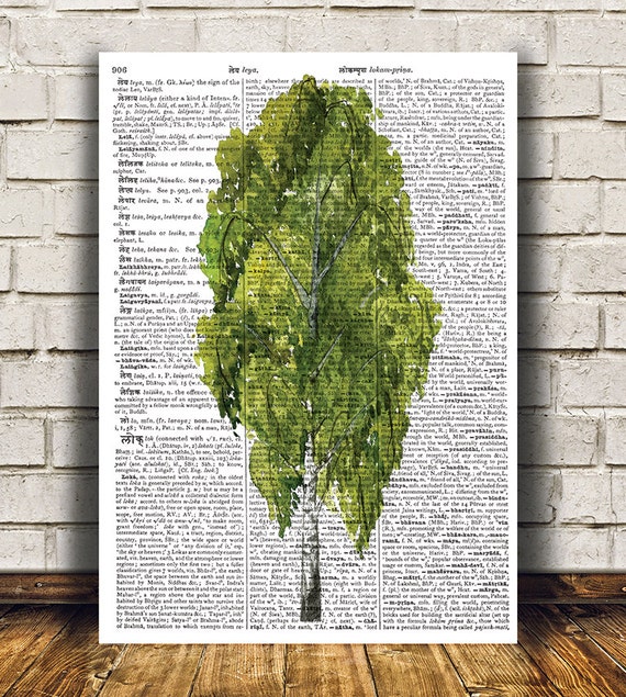 Download Dictionary print Birch tree art Tree poster Watercolor print