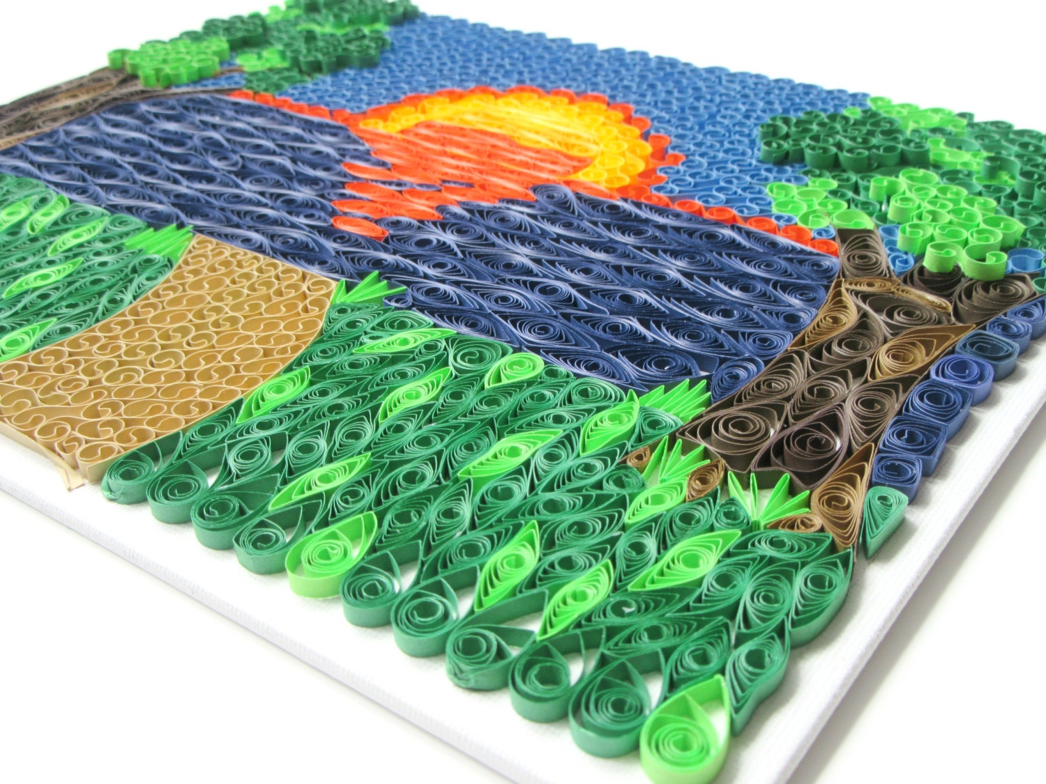 Quilling Landscape Art Wall Art Decor Sunset Lake Art Paper