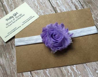 Light purple shabby flower headband