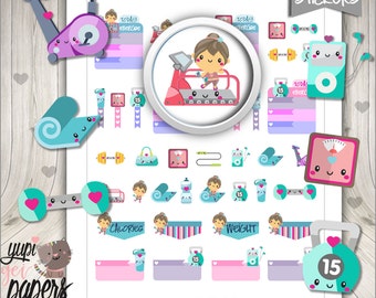 50%OFF - Fitness Stickers, Planner Stickers, Spinning Stickers, Digital Stickers, Planner Accessories, Workout, Exercise Stickers