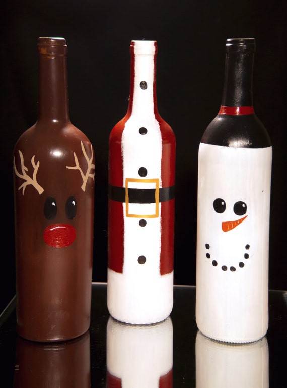 Items similar to Christmas Wine Bottles on Etsy