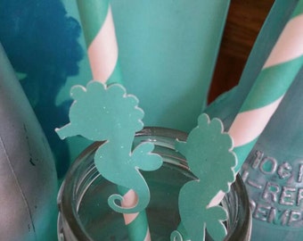 Seahorse party decorations, sea horse paper straws, under the sea party decorations, nautical paper straws, sea horse party, sea party decor