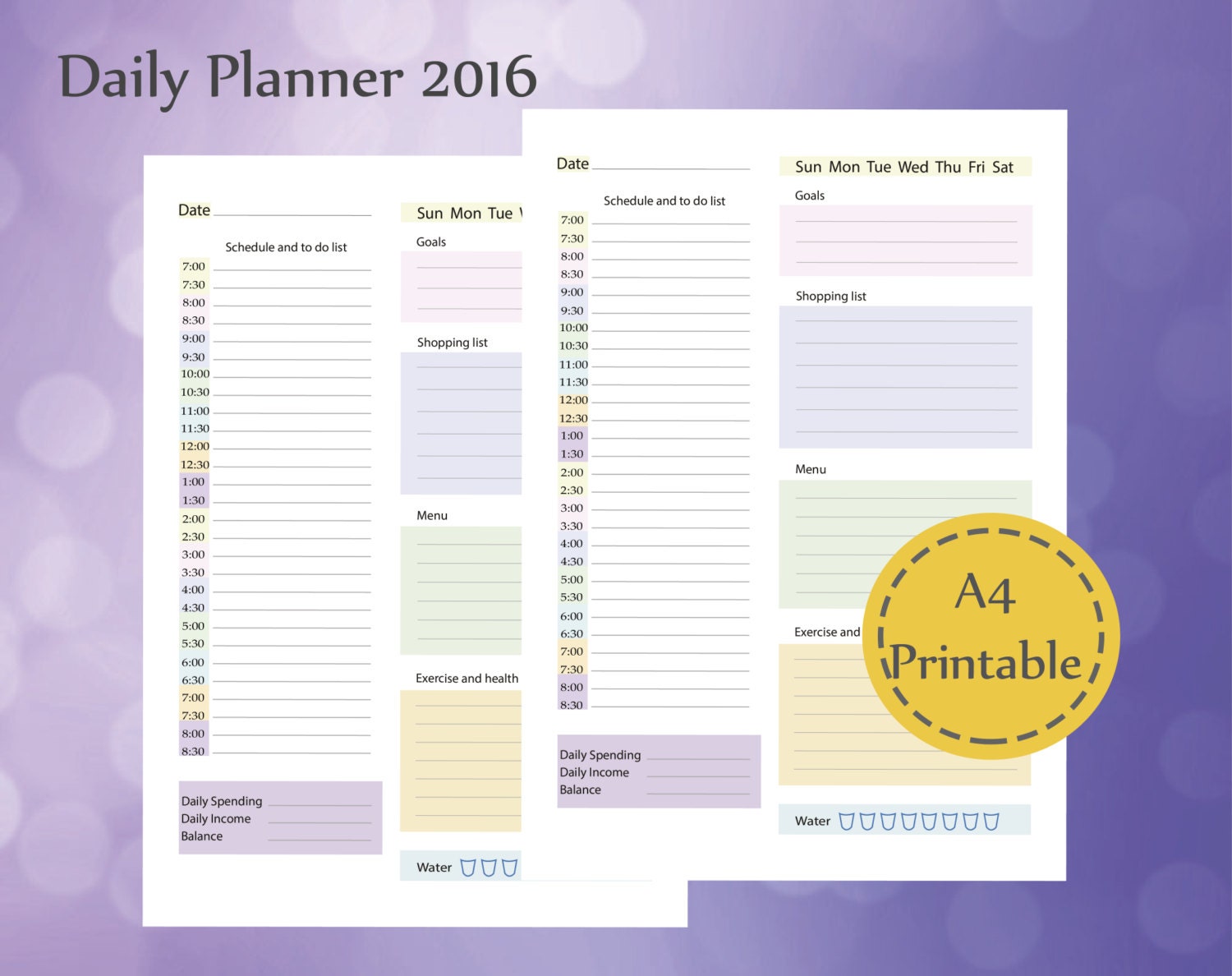 daily planner daily planner printable a4 planner insert a4