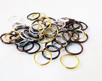 AJ12 - 50 rings junction open Metal colors mixed random 8mm / 50 Pieces 8 mm Random Mixed Colours Metal Open Jump Rings.