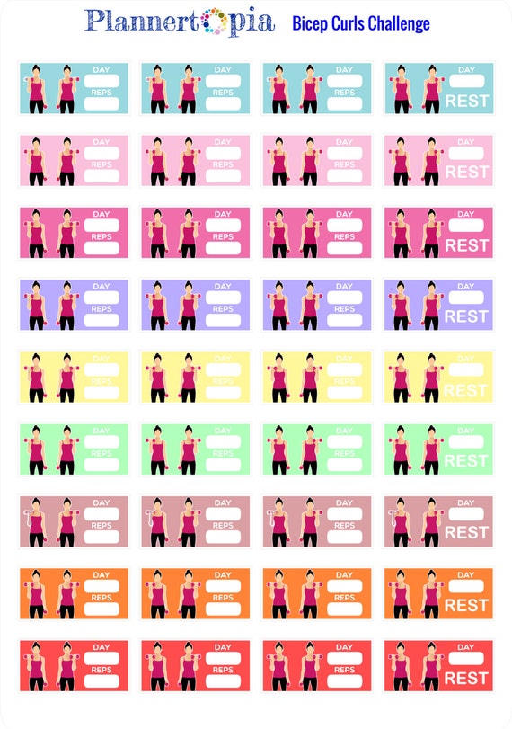 36 Bicep Curls Challenge Planner Stickers Perfect for your