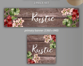 Etsy Banner + Avatar | Rustic | 2 Piece Set | Store Graphics, Avatar, Custom Listing,Etsy Shop Banner, Avatar, DIY Shop Banner,Shop Icon