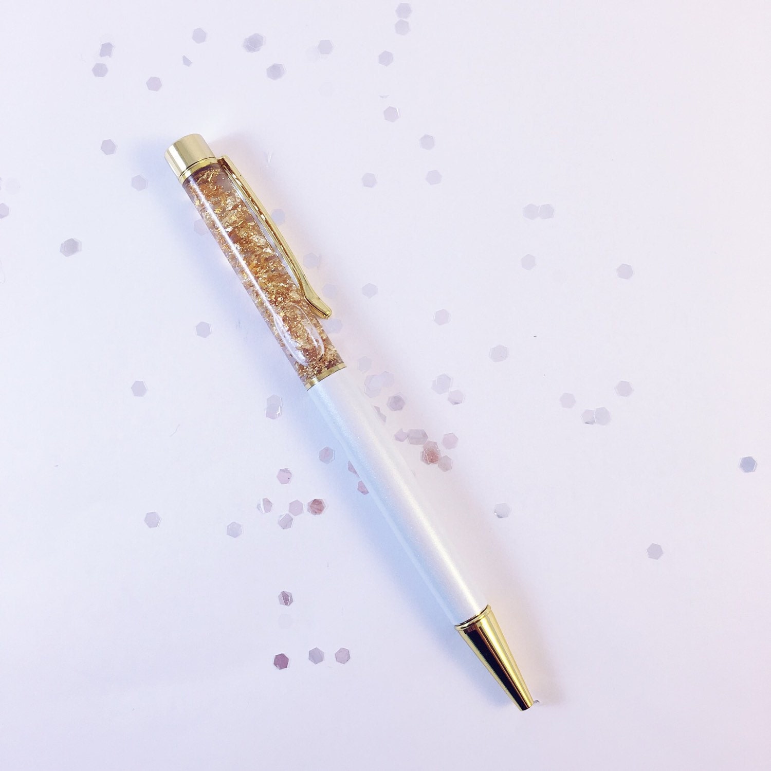 24K Gold liquid floating foil Ballpoint Pen by OMGStationeryCo