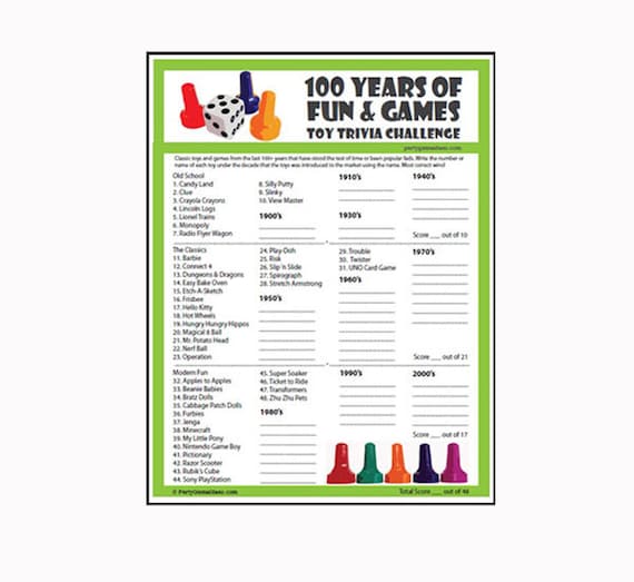 Toy Trivia Game 100 Years of Fun & Games