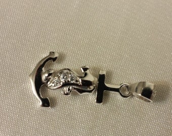 Seahorse Anchor with CZ, sterling Silver cz seahorse pendant