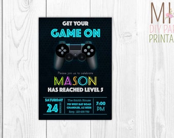 Funny video game invite,Video Game Party Invitation,video game party ,video game birthday,video game printable,game invitation, game party