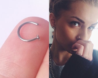 Simple Small Nose Stud Ring, Nose Hoop, Cartilage Hoop Ring, Nose Ring, Silver Hoop, Custom Sizes 22 Gauge 6mm, 8mm, 10mm