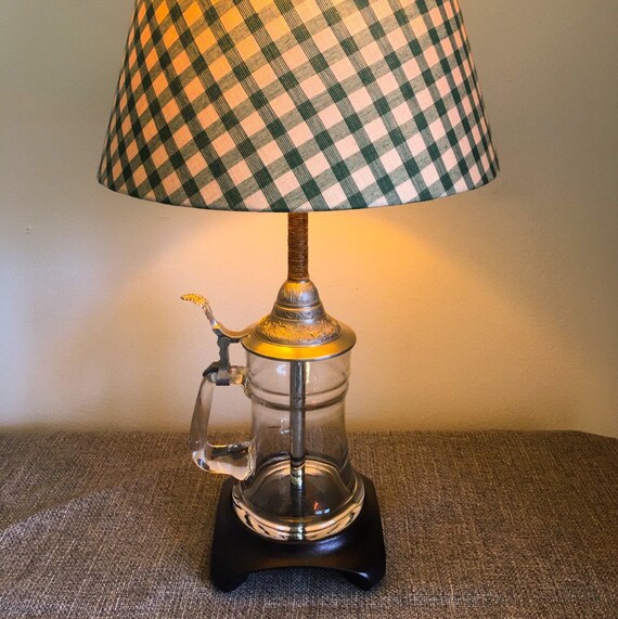 German beer stein lamp with wooden base and by JandJCustomLighting