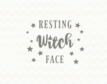 Resting witch face SVG, Halloween SVG File, halloween cutting file, halloween decor DIY, cricut design space, silhouette studio file