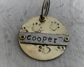 Paw Print pet tag - Whimsical dog tag - Gift for Pet Lovers - Pet Accessories - Stocking Stuffer