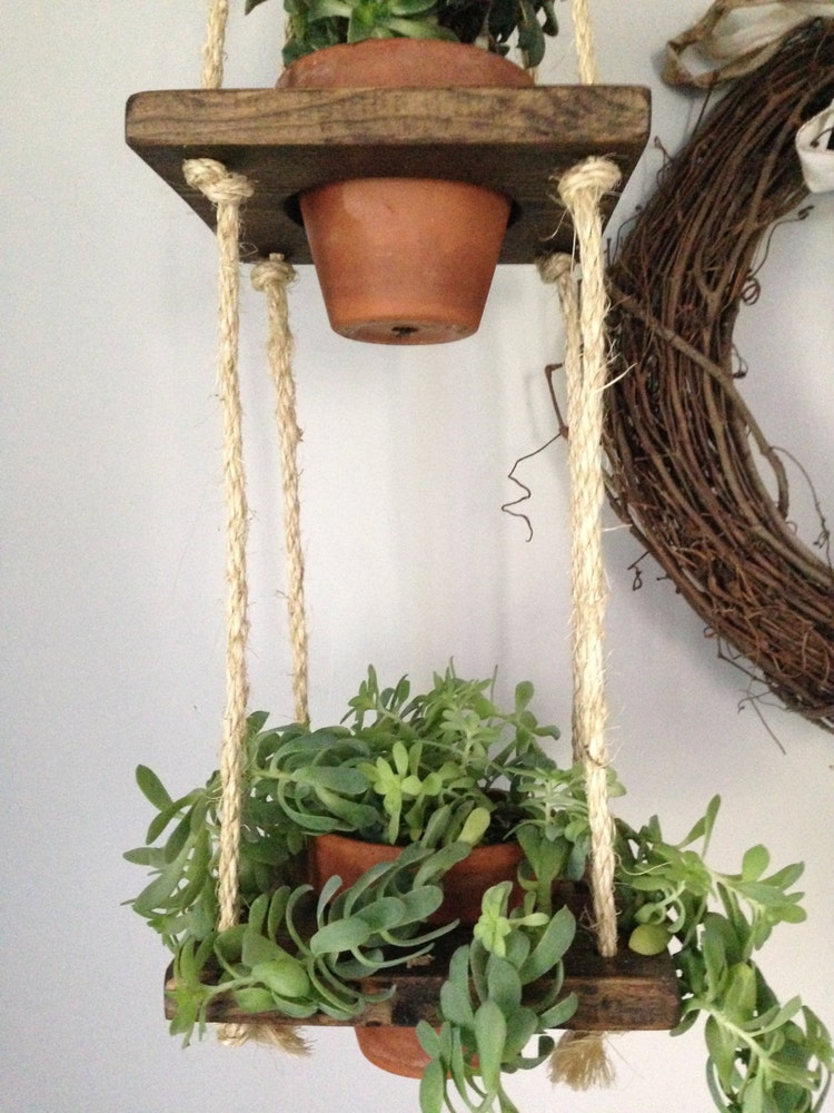 3 Tier With Pots Vertical Planter Wood Hanging by 