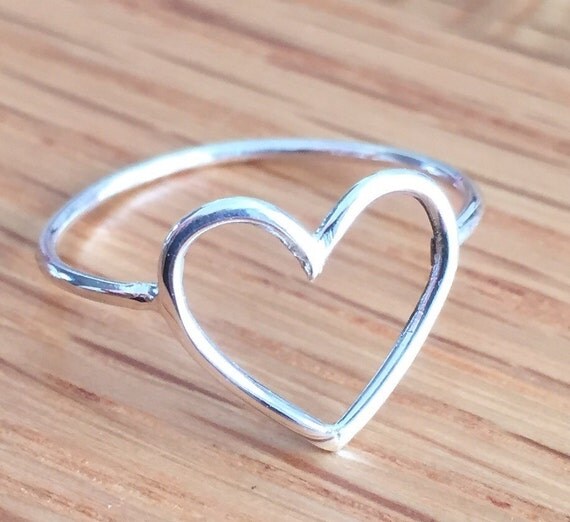 Handmade sterling silver open heart ring by SheffieldGoldsmiths