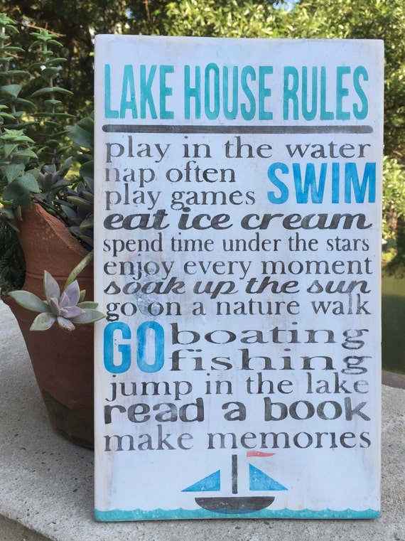 Lake House Rules wood signRustic lake signLakehouse