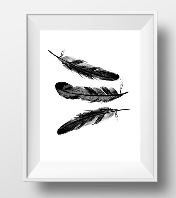 Feather print feather wall art black and by DesignsByLittlePitti