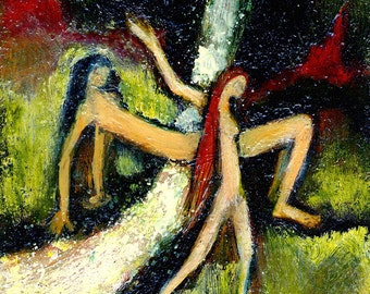 Bridging, warm stream flowing between man and women