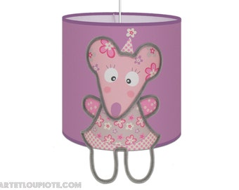 Luminaire Suspension Souris Rose Violine pour éclairer les chambres des fillettes