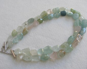 Aquamarine Nugget Necklace Handmade Jewelry Polished Raw